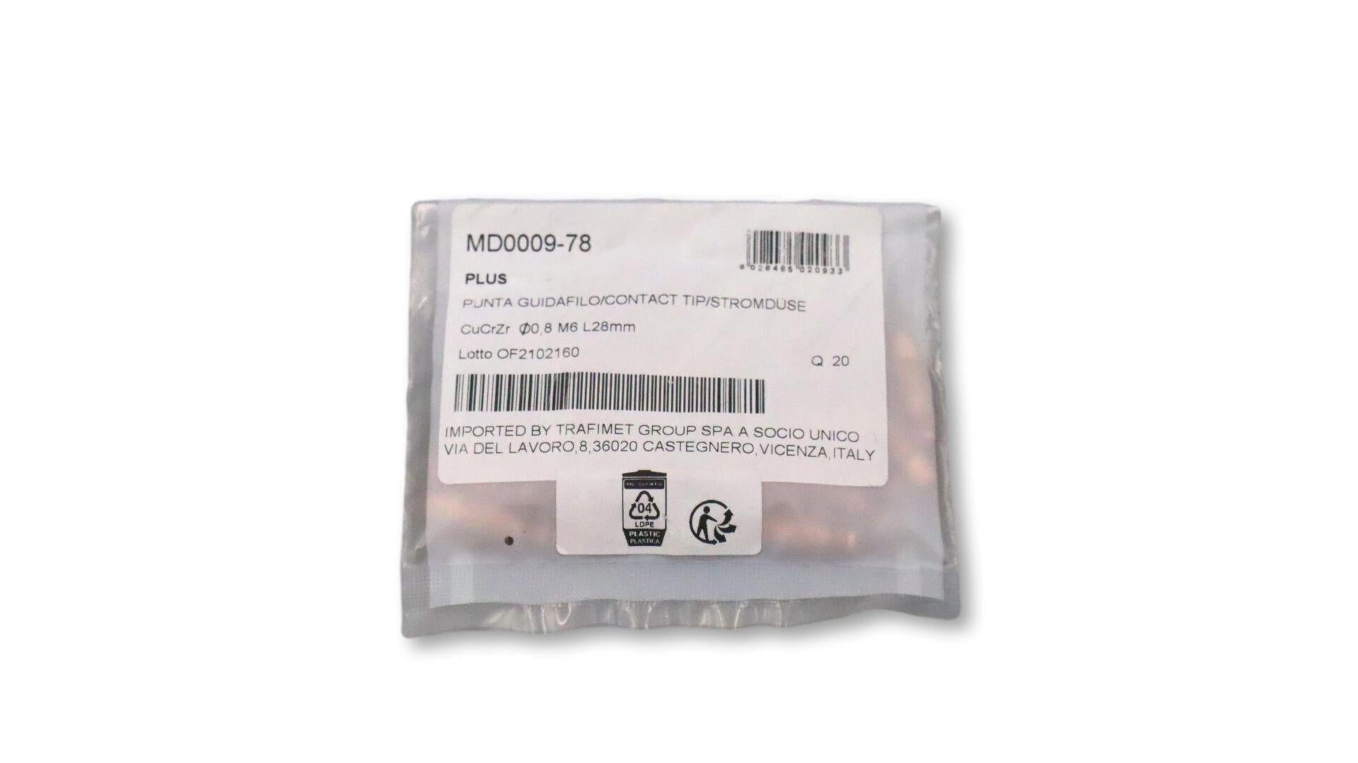M6 0.8 mm Gazaltı Kaynak Kontak Memesi Zirkonyumlu MD0009/78 Trafimet