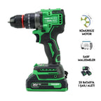 Şarjlı Matkap 10mm Green Kömürsüz Vidalama