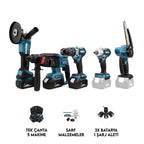 Şarjlı Beşli Set Mk350 (Budama Testeresi 10mm Ç.Mandren+S.Sıkma+Ş.Spral+Ş.Hilti)