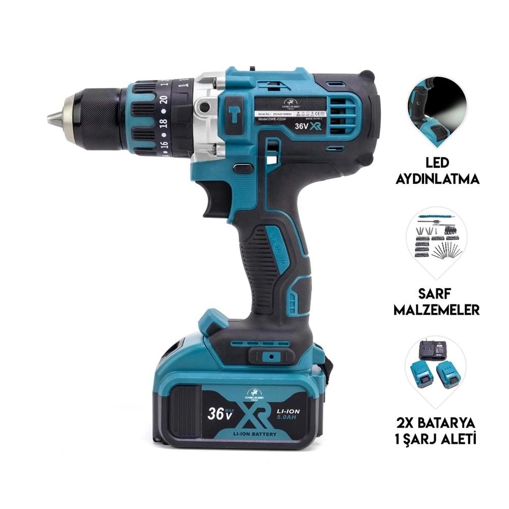 Şarjlı El Matkabı 13mm Çelik Mandren Vidalama Mk36 Chelikbei