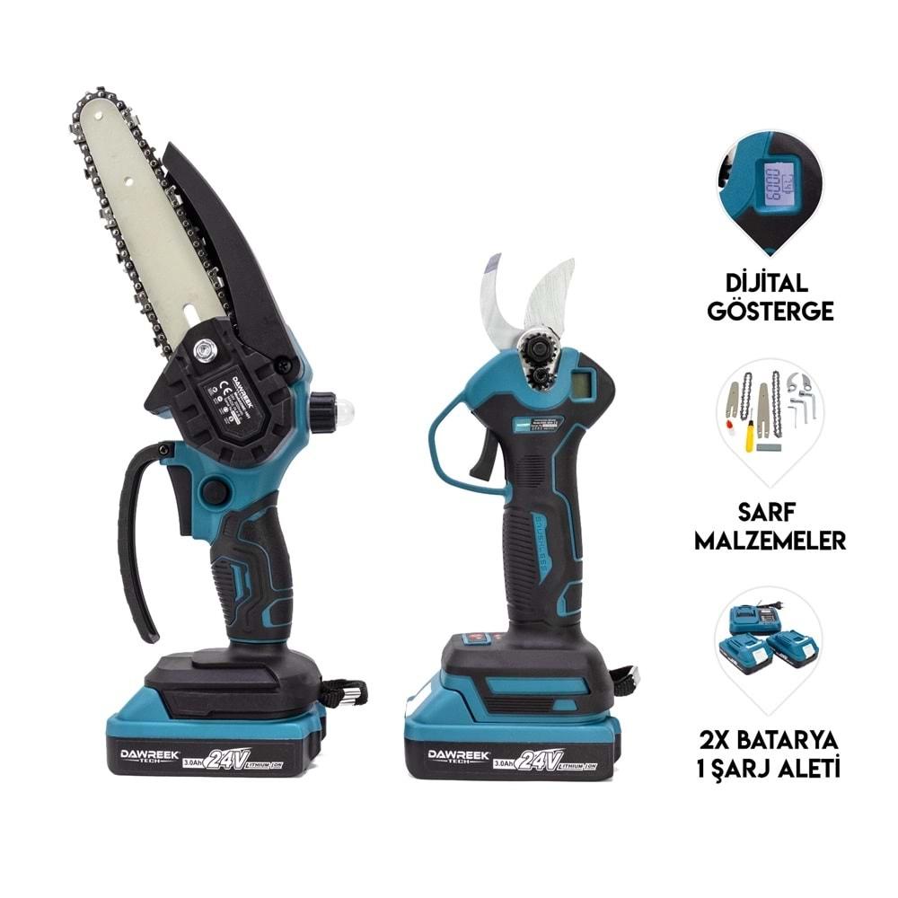 Şarjlı İkili Set Mk24 (Ağaç Budama+Bağ Makası)