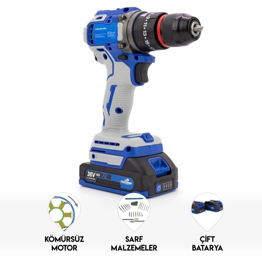 Şarjlı Matkap 10mm Blue Kömürsüz Vidalama
