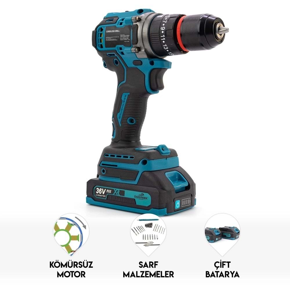 Şarjlı Matkap 10mm Blue1 Kömürsüz Vidalama