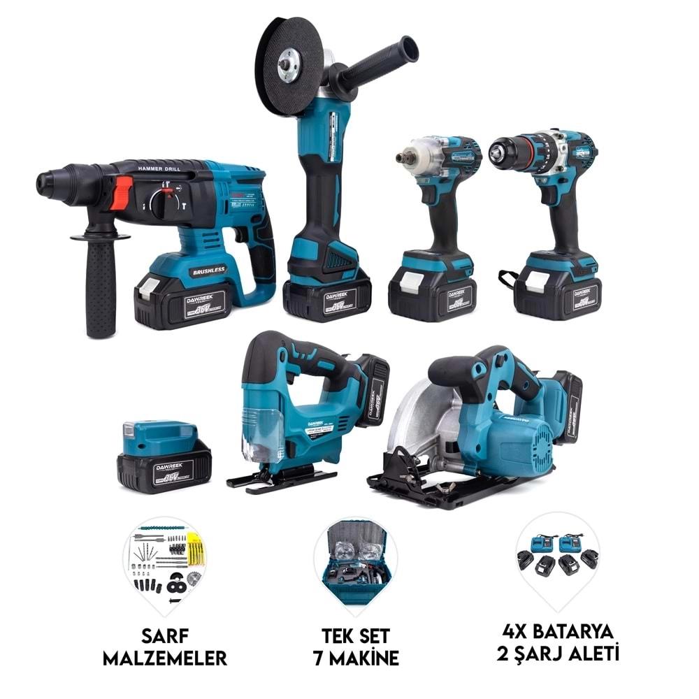 Şarjlı Matkap Yedili Set Mk350 (Powerbank&Led+ Ş.Hilti+Ş.Spral+S.Sıkma+13mm Ç.Mandren+Ş.Dekupaj+Sunta Kesme)