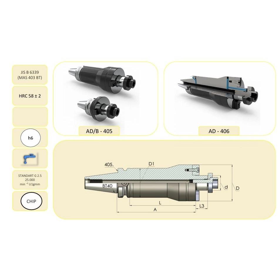 32 mm Alın Kamalı Malafa BT40
