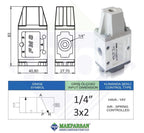 PNÖMATİK HAVA YAY VALF 1/4" 3x2 FMS MARKA