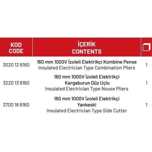 1000V İzoleli Elektrikçi Seti (3 Parça)