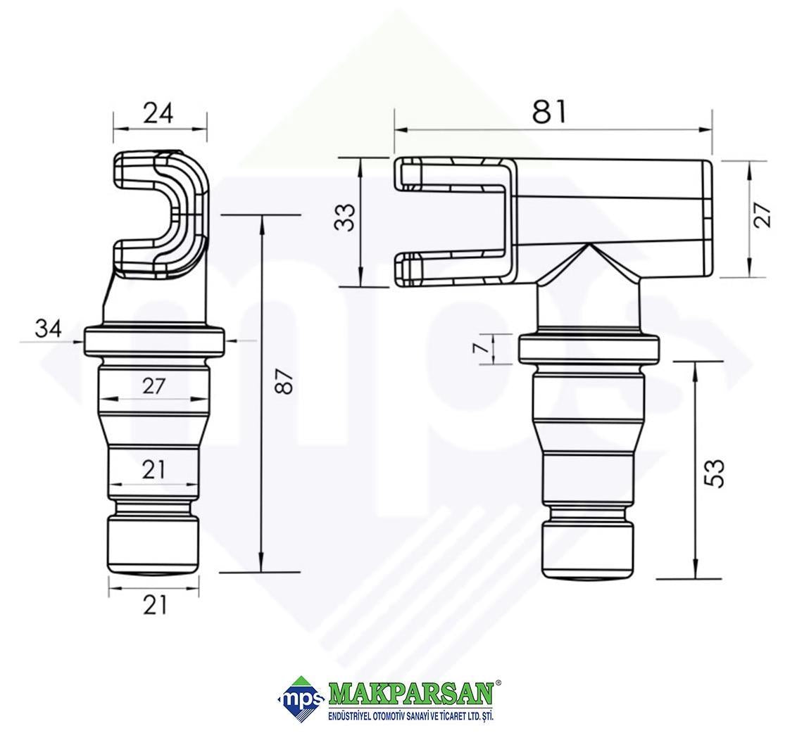 SİMETRİK YÖN KANCA TIRNAGI SOL GALVANİZLİ 27 mm
