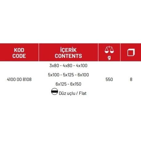 Kraft Seri Düz Uçlu Tornavida Takımı (8 Parça)