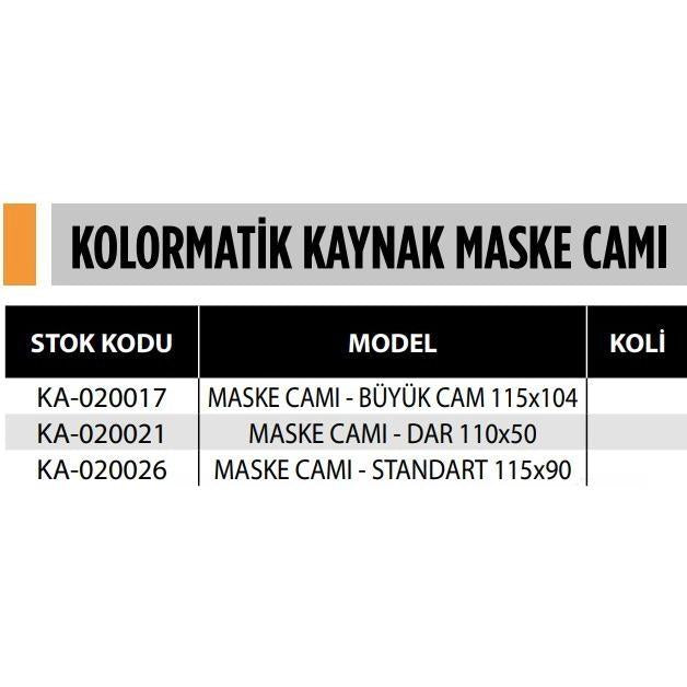 KOLORMATİK KAYNAK MASKE CAMI