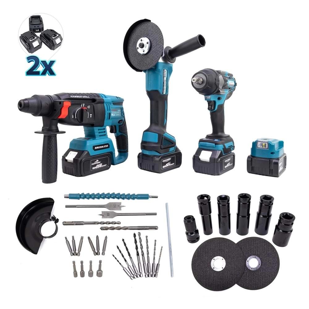 Şarjlı Matkap Üçlü Set Mk800 2b1ş (Ş.Spral+S.Sıkma+Ş.Hilti)