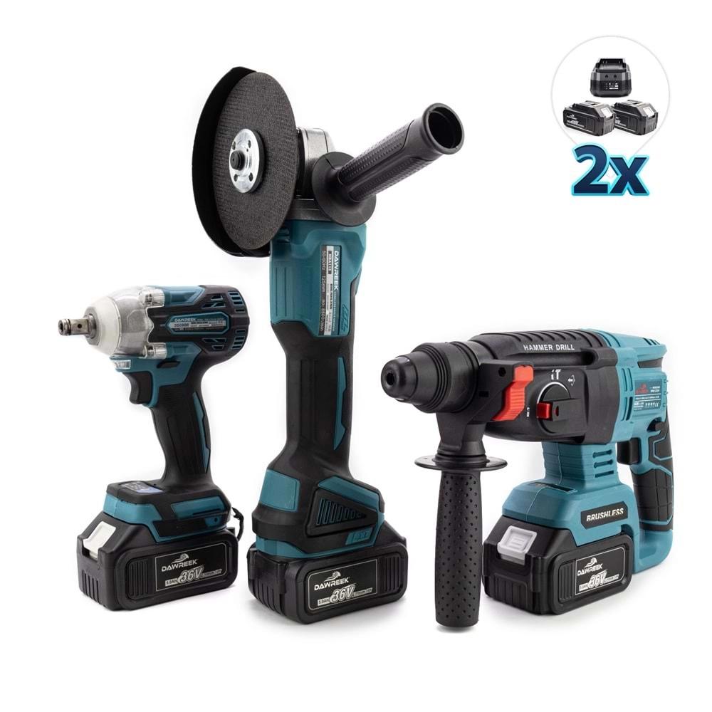 Şarjlı Matkap Seti Üçlü Set 2b1ş (Ş.Spral+S.Sıkma+Ş.Hilti)