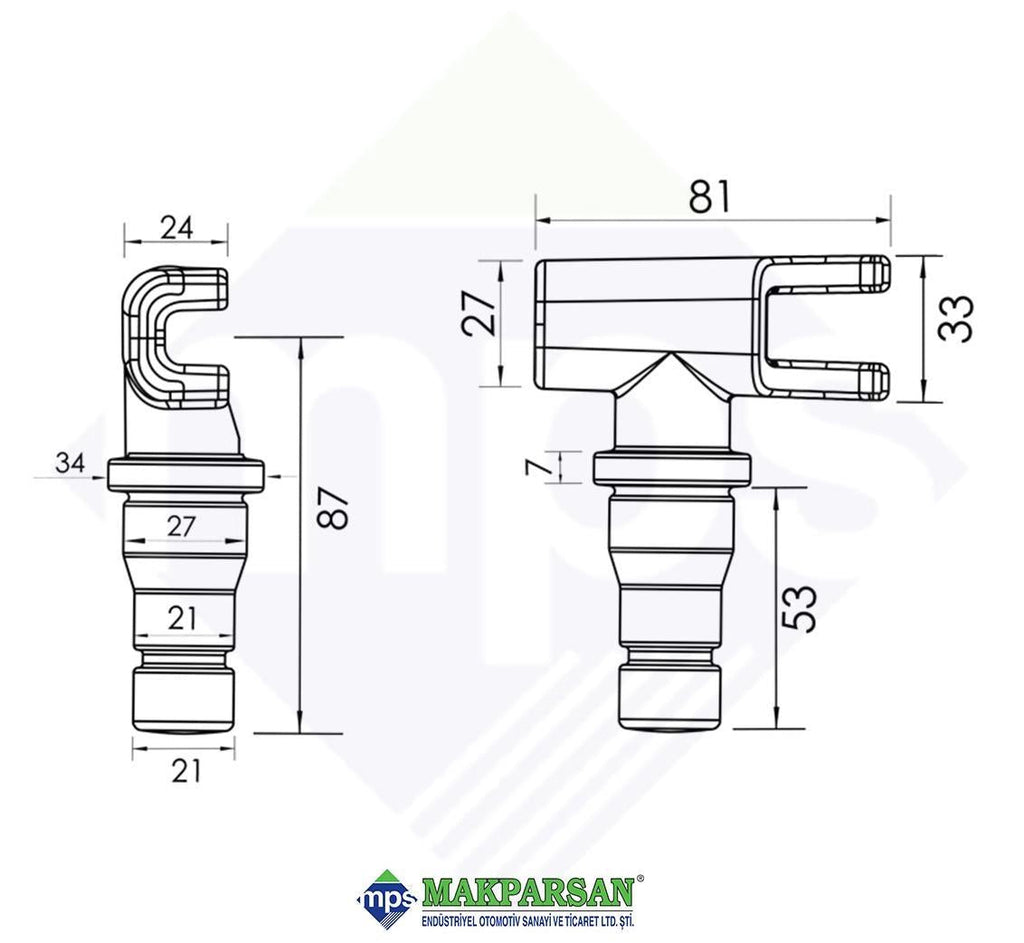SİMETRİK YÖN KANCA TIRNAGI SAĞ GALVANİZLİ 27 mm