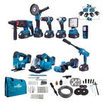 Şarjlı Onlu Set (Led Işık + Kırıcı Delici Matkap+Avuç Taşlama+Somun Sıkma+Vidalama+Sunta Kesme+Dekupaj+Lazer Metre+Oto Yıkama+Çok Fonksiyonlu Avuç Taşlama)