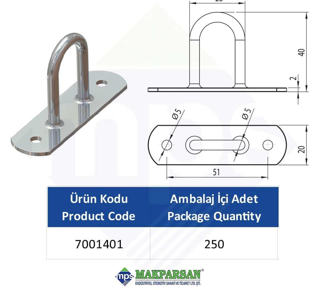 ÇADIR KANCASI İKİ DELİKLİ OVAL