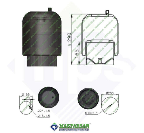 4390-01-K/METAL PİSTONLU KÖRÜK / MERCEDES A9423202821