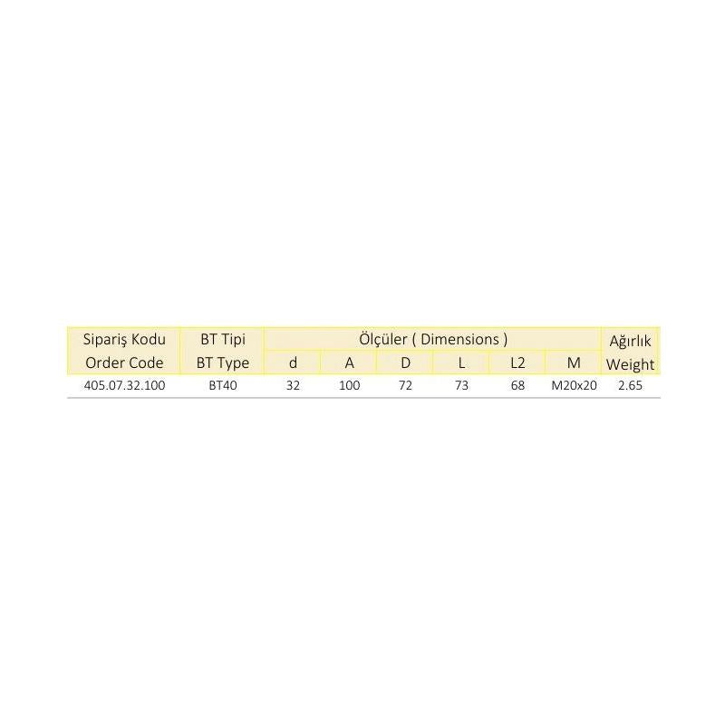 32 mm Veldon Tutucu BT40