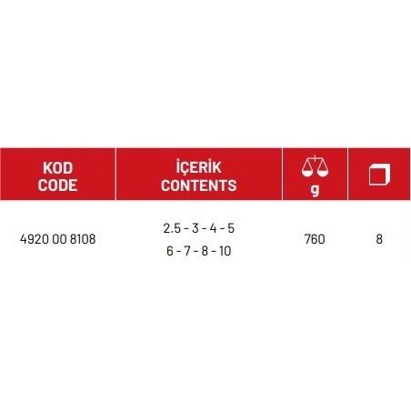 T Tipi Allen Anahtar Takımı (8 Parça, mm)