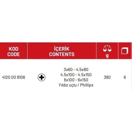 Kraft Seri Yıldız Uçlu Tornavida Takımı (6 parça)