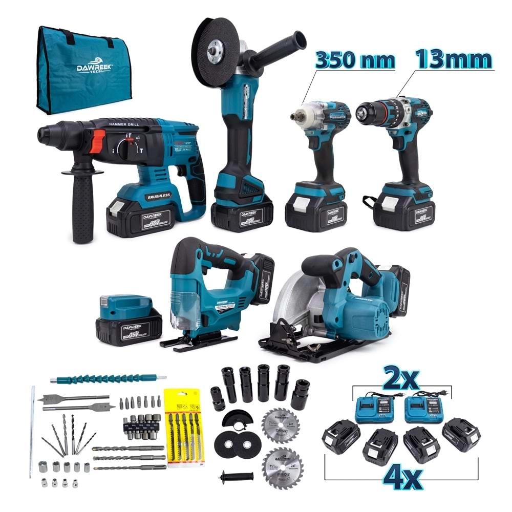 Şarjlı Matkap Yedili Set Mk350 (Powerbank&Led+ Ş.Hilti+Ş.Spral+S.Sıkma+13mm Ç.Mandren+Ş.Dekupaj+Sunta Kesme)
