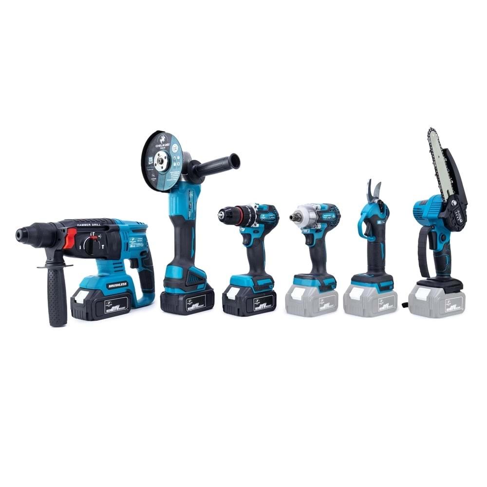 Şarjlı Chelıkbeı Altılı Set (Budama Testeresi +Bağ Makası + 13mm Ç.Mandren+S.Sıkma+Ş.Spral+Ş.Hilti)