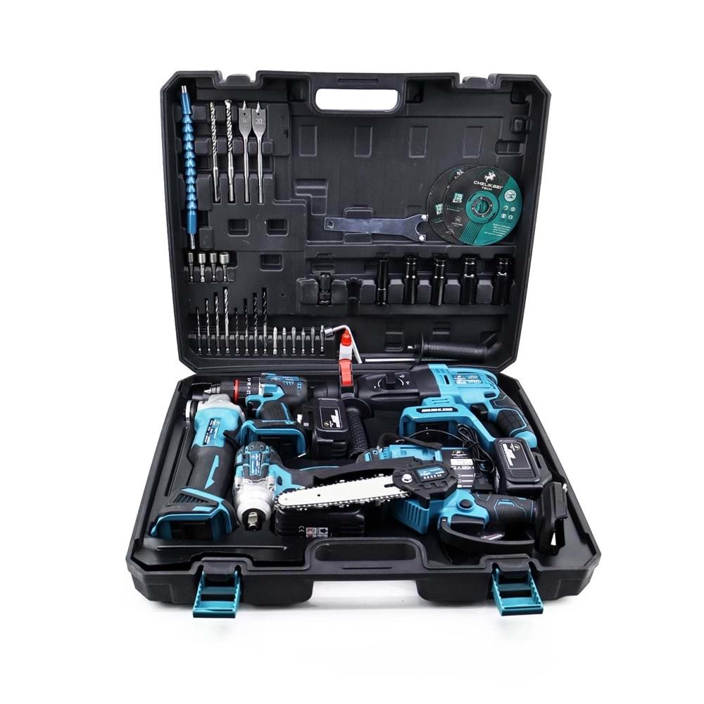 Şarjlı Beşli Set Mk350 (Budama Testeresi 10mm Ç.Mandren+S.Sıkma+Ş.Spral+Ş.Hilti)