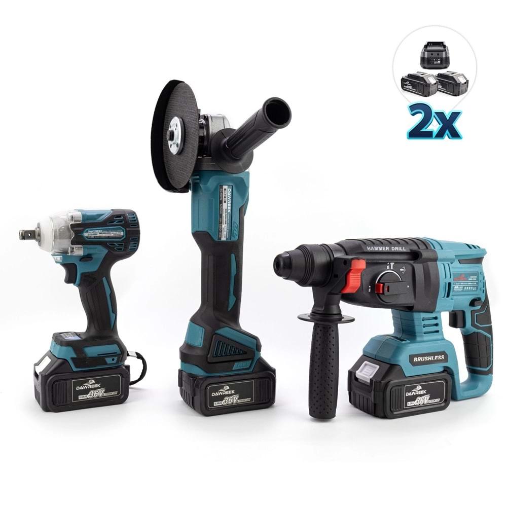 Şarjlı Matkap Seti Üçlü Set 2b1ş (Ş.Spral+S.Sıkma+Ş.Hilti)