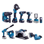 Şarjlı Onlu Set (Led Işık + Kırıcı Delici Matkap+Avuç Taşlama+Somun Sıkma+Vidalama+Sunta Kesme+Dekupaj+Lazer Metre+Oto Yıkama+Çok Fonksiyonlu Avuç Taşlama)