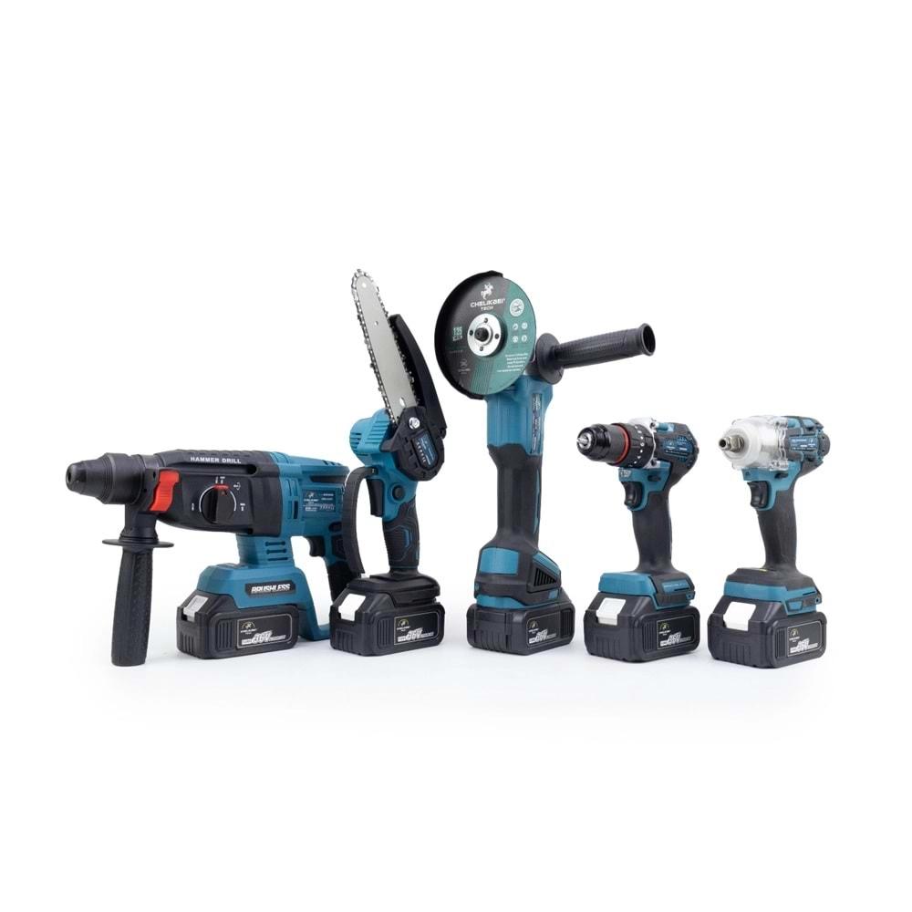Şarjlı Beşli Set Mk350 (Budama Testeresi 10mm Ç.Mandren+S.Sıkma+Ş.Spral+Ş.Hilti)