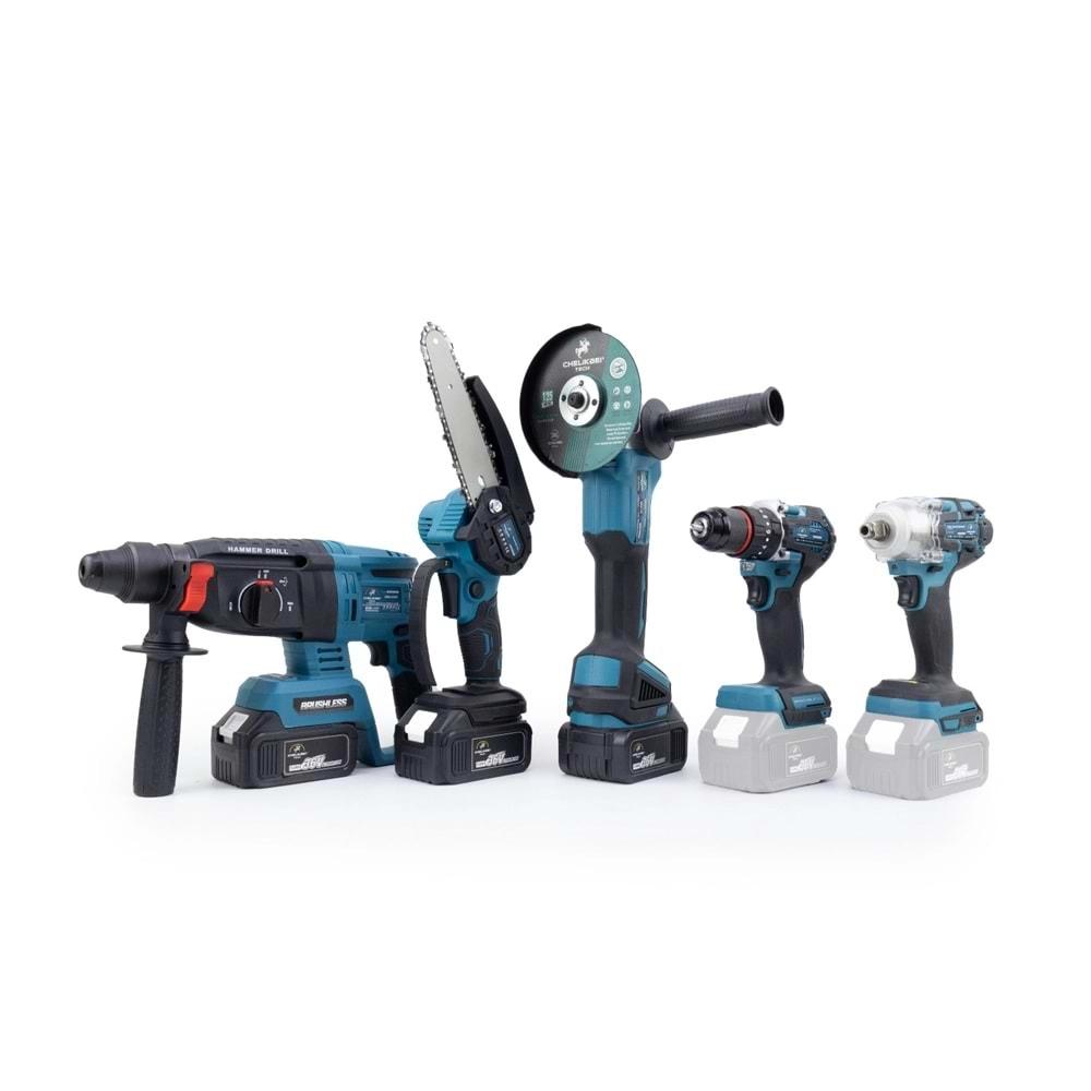 Şarjlı Beşli Set Mk350 (Budama Testeresi 10mm Ç.Mandren+S.Sıkma+Ş.Spral+Ş.Hilti)