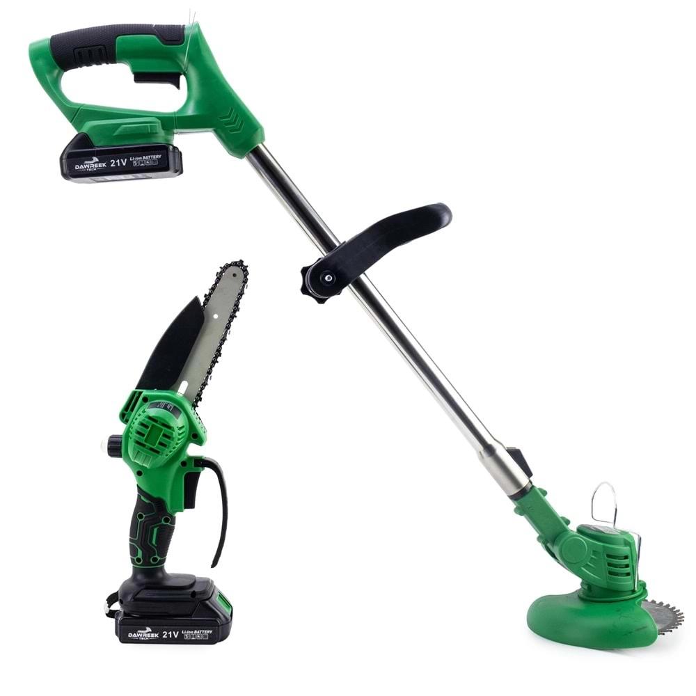 Ot Biçme Şarjlı Tırpan+Testere Green