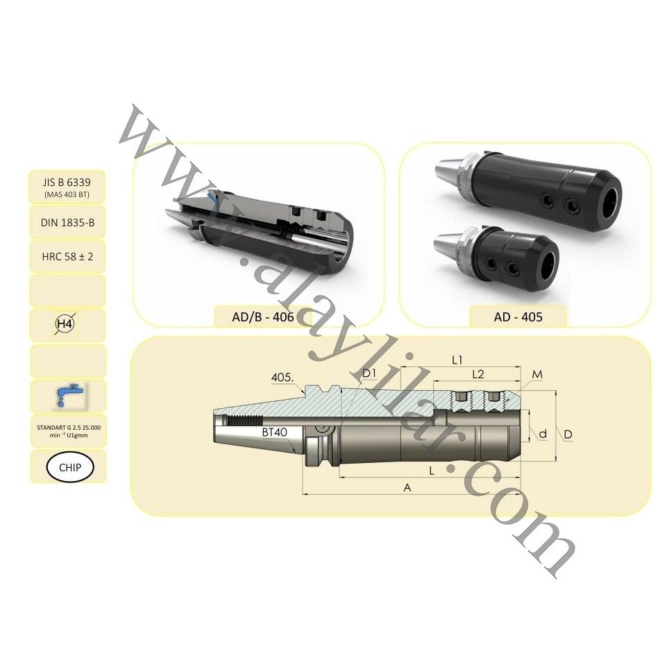 25 mm Hafifletilmiş Veldon Tutucu  BT40