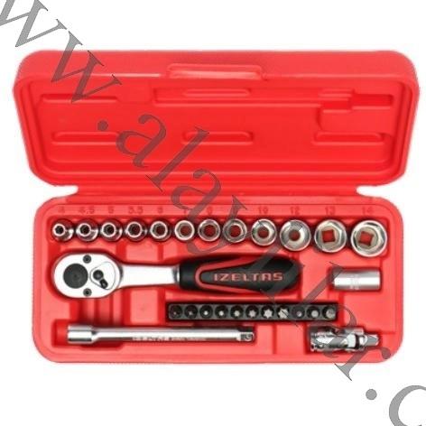 1/4” Altı Köşe Lokma Anahtar ve Bits Set (27 parça, mm)